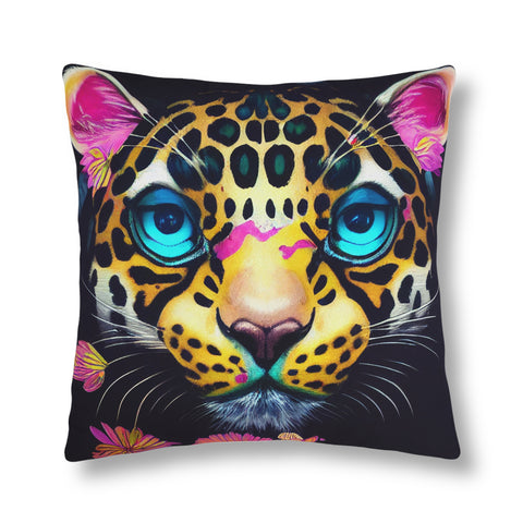 18X18, Leopard Print Pillow for Couch, Psychedelic Pillow, Animal Rescuer Gift, Cat Lover, Cat Owner, Psychedelic Art, Leopard Pillo