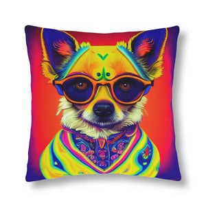 18X18 Cute Chihuahua with Glasses Pillow, Chihuahua Gifts, Chihuahua Mom, Funny Chihuahua Gift, Psychedelic Pillow, Dog Mom, Psychedelic Art