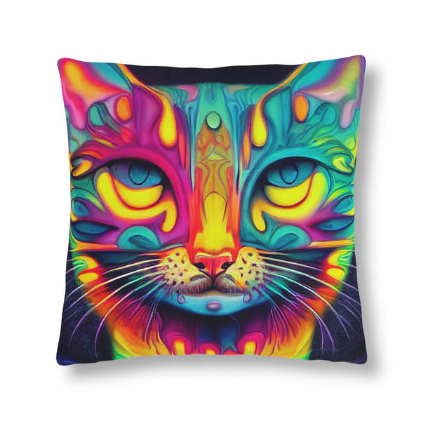 16X16, Psychedelic Pillow, Cat Pillow, Gifts for Animal Lovers, Cat Owner, Cat Lover, Cat Rescuer Gift Idea, Psychedelic Art, Gifts for Mom