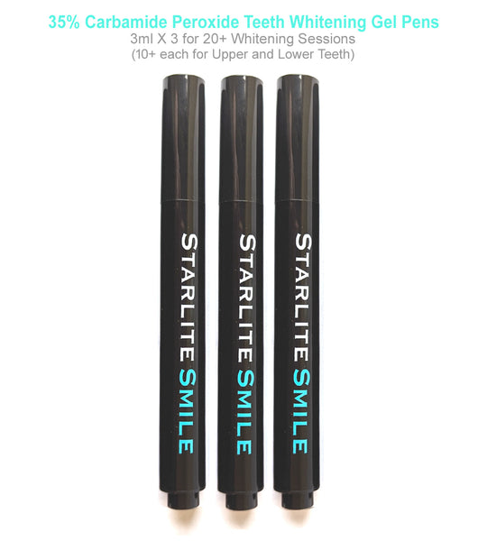 Starlite Smile 35% Carbamide Peroxide Teeth Whitening Gel Pens 3 X 3ml - 10 Treaments ea for Upper and Lower Teeth