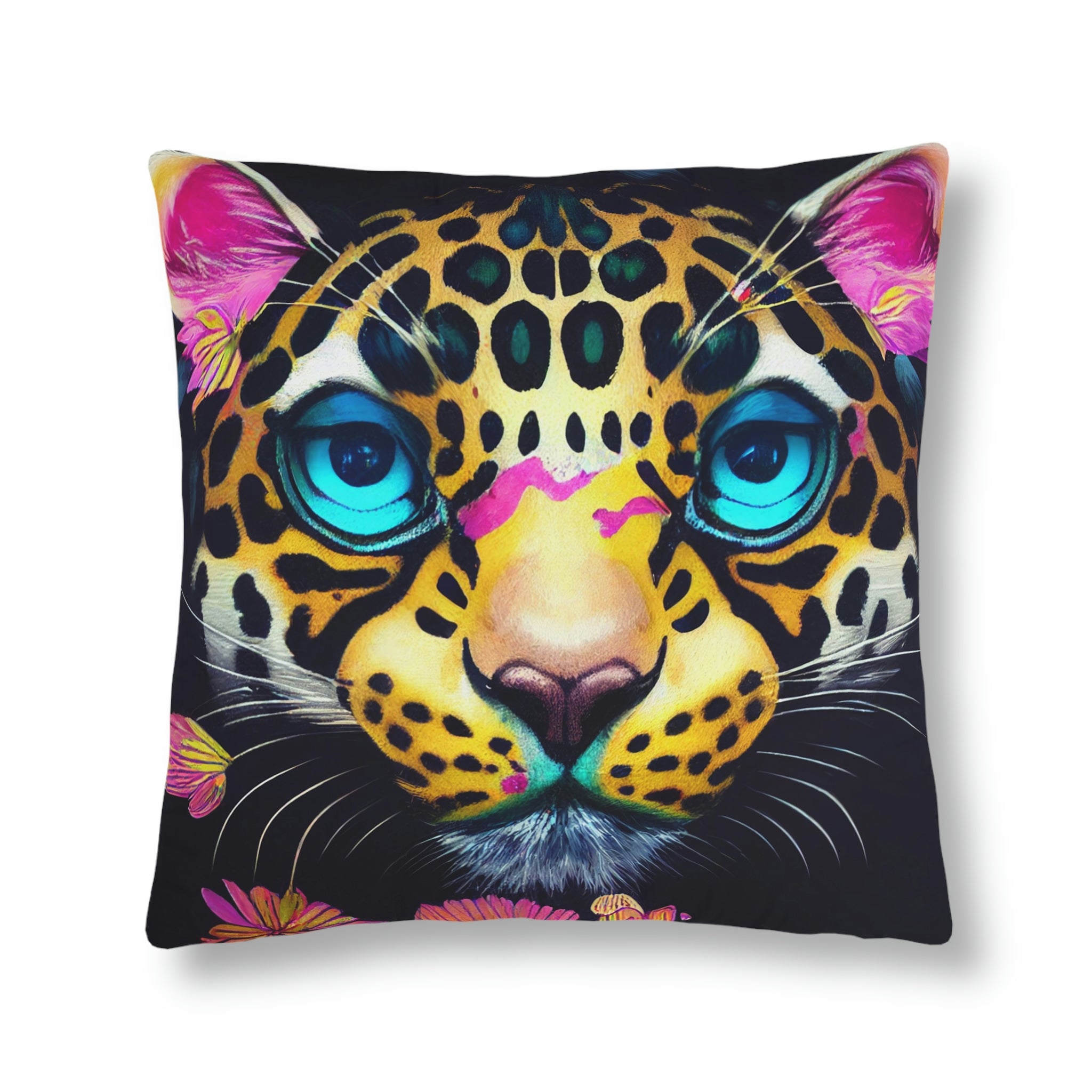 16X16, Leopard Print Pillow for Couch, Psychedelic Pillow, Animal Rescuer Gift, Cat Lover, Cat Owner, Psychedelic Art, Leopard Pillow