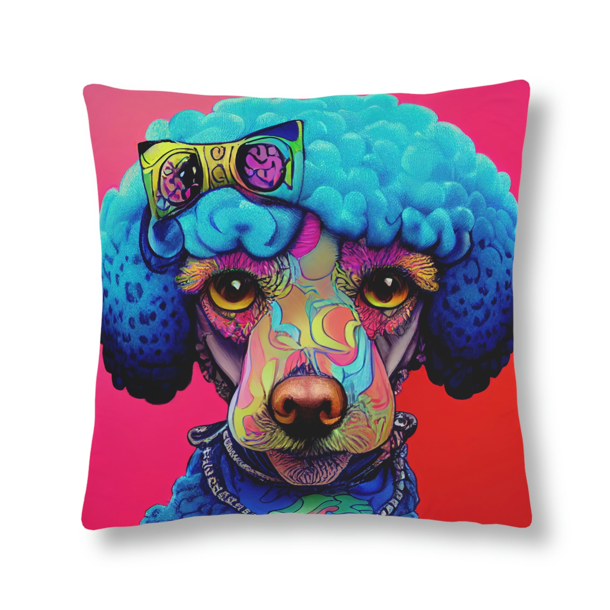 16X16, Psychedelic Pillow, Poodle Pillow for Couch, Poodle Gifts, Psychedelic Art, Gift for Dog Mom, Dog lovers, Gifts for Daughter