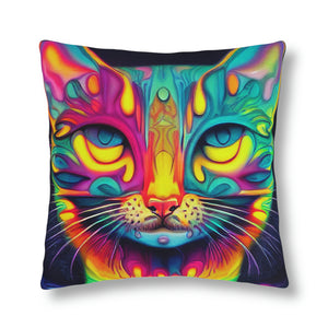 18X18, Psychedelic Pillow, Cat Pillow, Gifts for Animal Lovers, Cat Owner, Cat Lover, Cat Rescuer Gift Idea, Psychedelic Art, Gifts for Mom