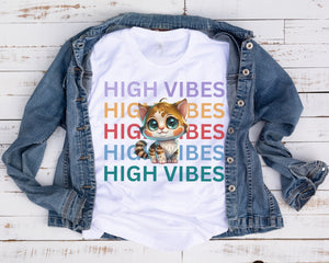 High Vibes Inspirational Tshirts, Inspirational T shirt, Cat Lover Shirt, Inspirational Tees, Inspirational Tee Shirts, Cat Mom Gift