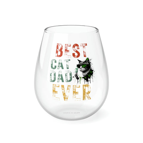 Cat Wine Glass, Cat Wine Tumbler, Best Cat Dad Ever, Cat Wine Glasses, Cat Daddy, Gift for Cat Dad, Gift for Cat Lovers
